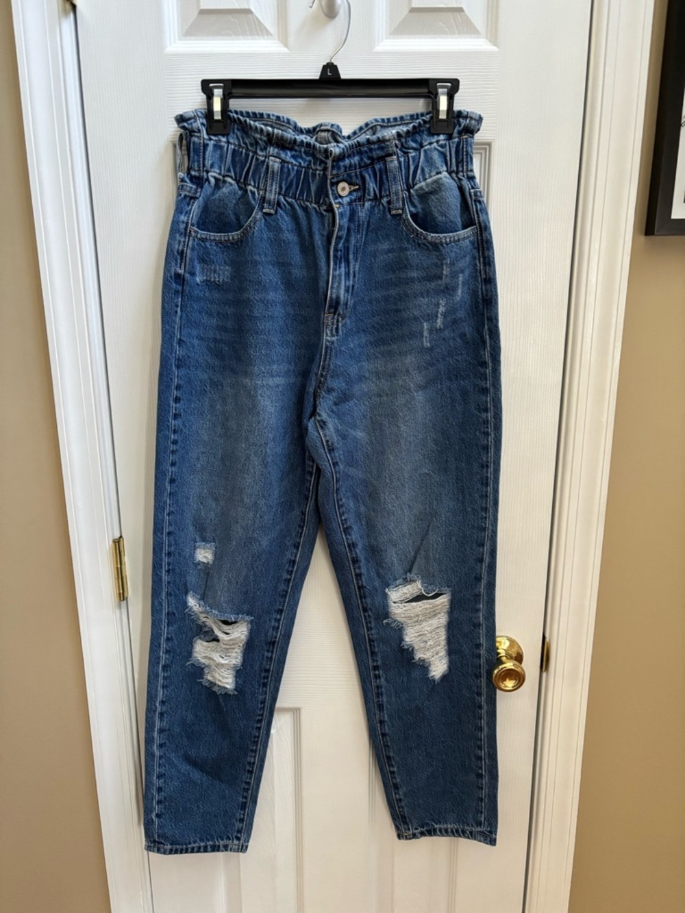 Kancan Womens Distressed Jeans Ultra High Rise Paper Bag, Size Adult M, EUC